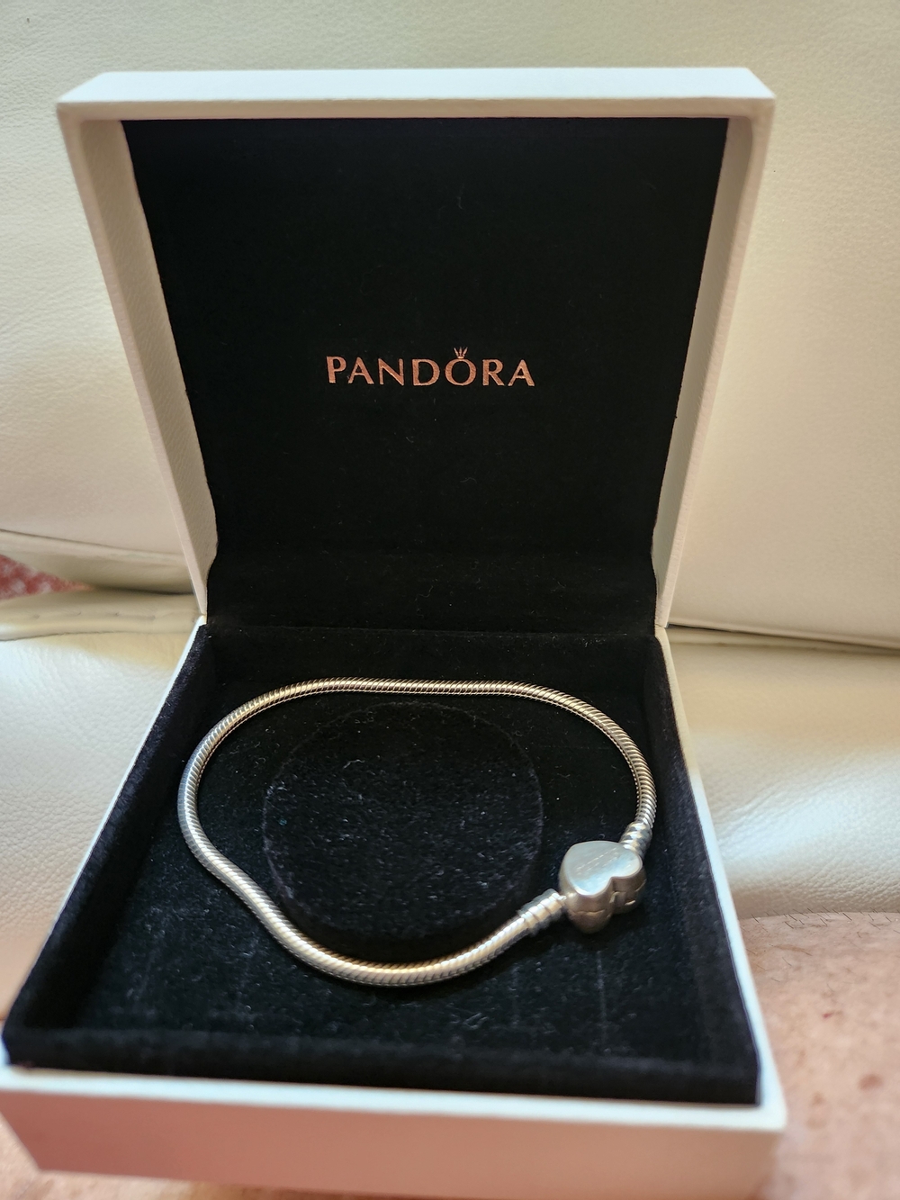 Pandora Silver Brand New MARIE Heart-Detail Snake Chain Bracelet